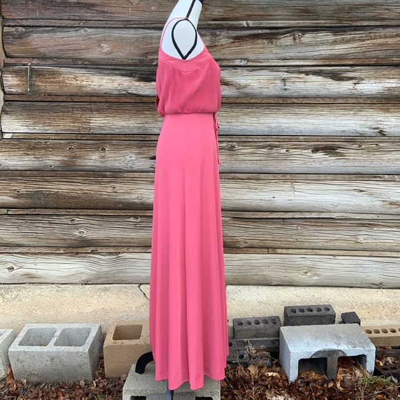 Vintage Joseph Magnin ~ Pink Spaghetti Strap Dress - Picture 4 of 6